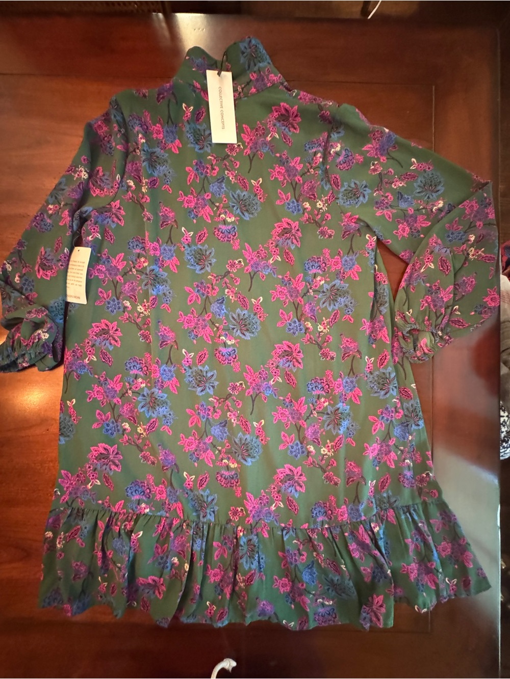 Nordstrom NWT Green Floral Long Sleeve Dress New Fall